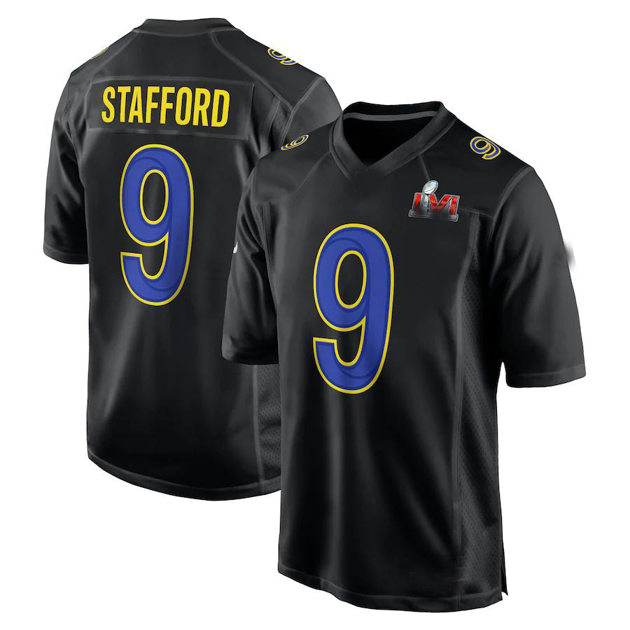 Custom #9 Black Super Bowl LAR Football Shirt Top