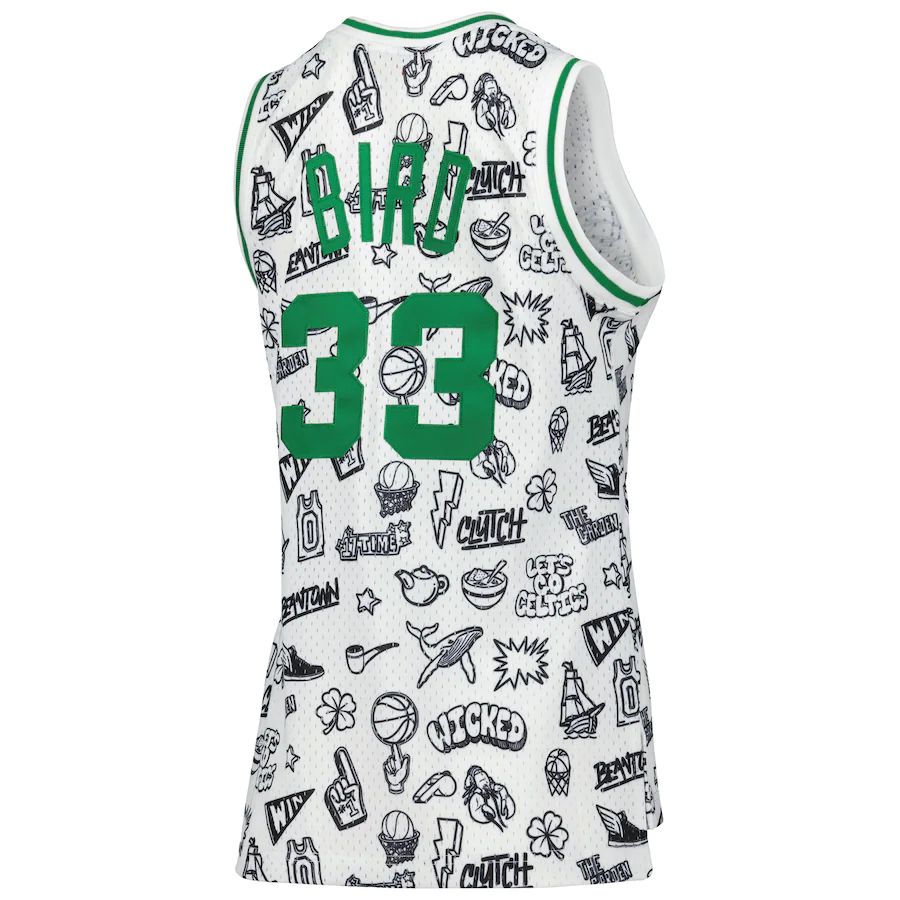 Custom #33 White 1985 BOS Basketball Shirt Top