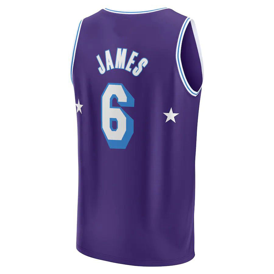Custom #6 Purple 2021 LAL Basketball Shirt Top