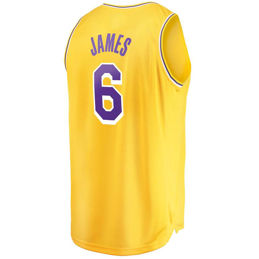 Custom #6 Gold 2021 LAL Basketball Shirt Top