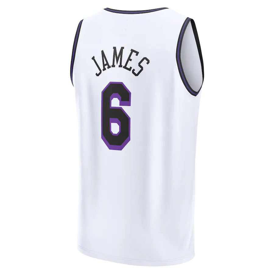 Custom #6 White 2022 LAL Basketball Shirt Top