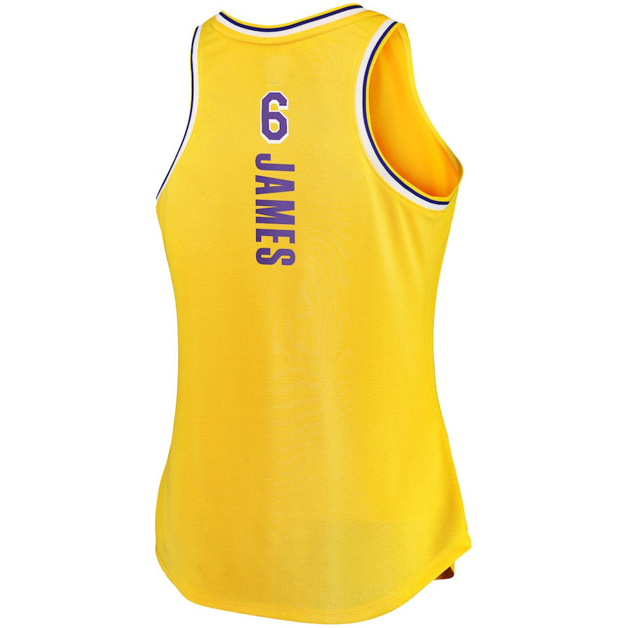 Custom #6 Gold 2021 LAL Basketball Shirt Top