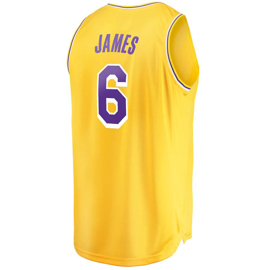 Custom #6 Gold 2021 LAL Basketball Shirt Top