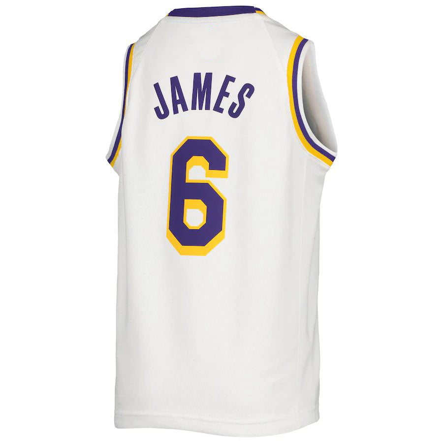 Custom #6 White 2020 LAL Basketball Shirt Top