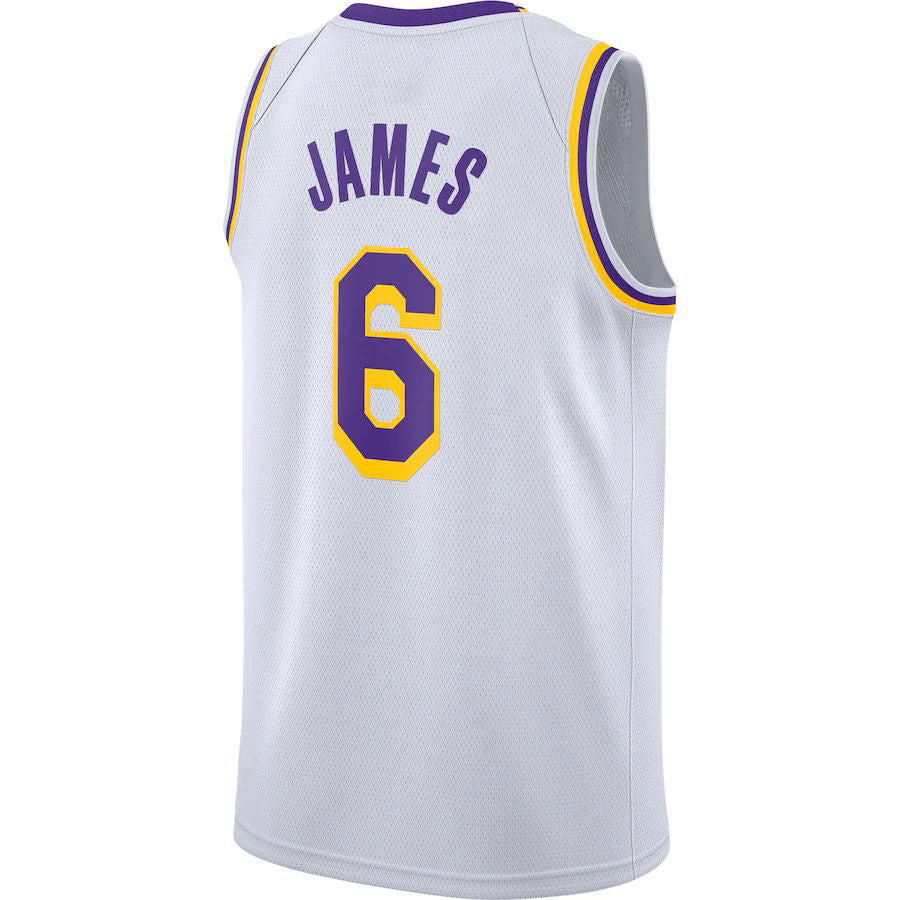 Custom #6 White 2021 LAL Basketball Shirt Top