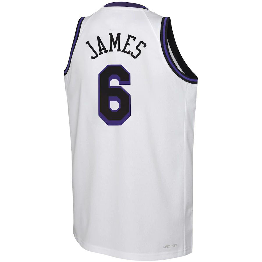 Custom #6 White LAL Basketball Shirt Top
