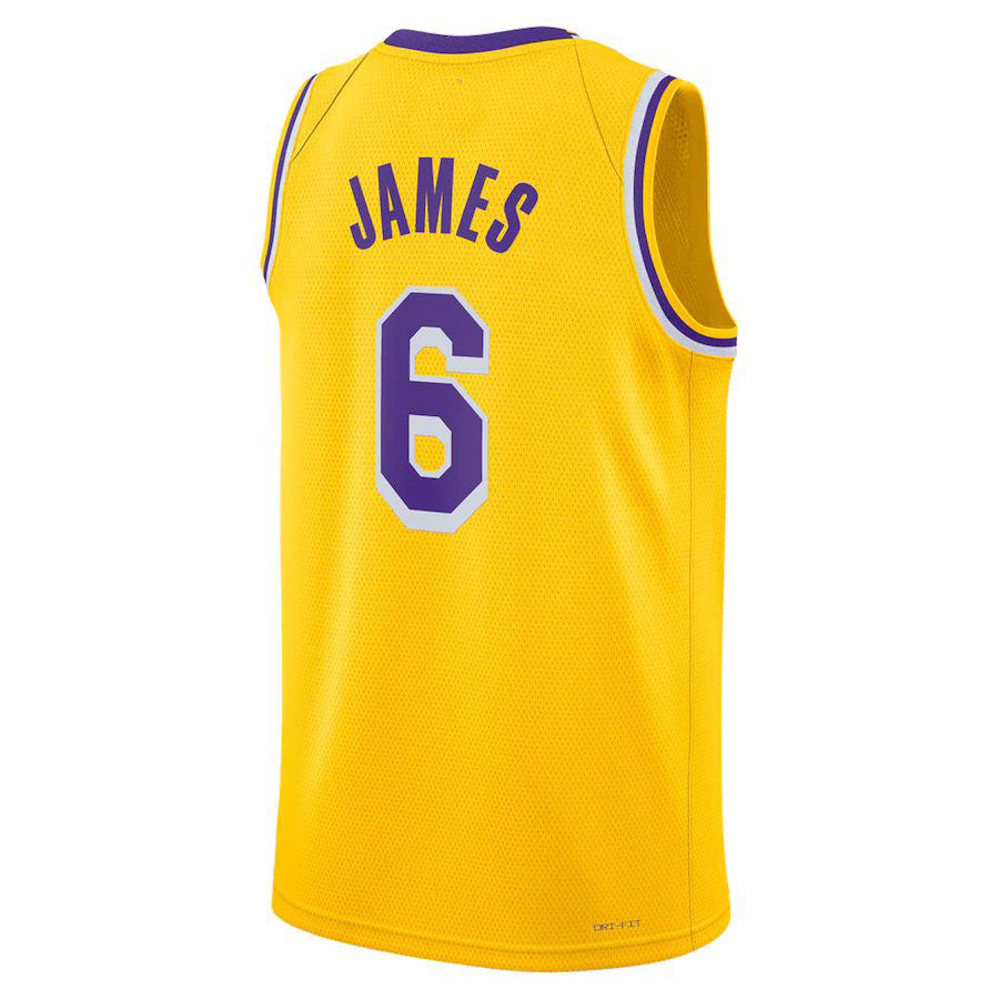 Custom #6 Gold 2022 LAL Basketball Shirt Top