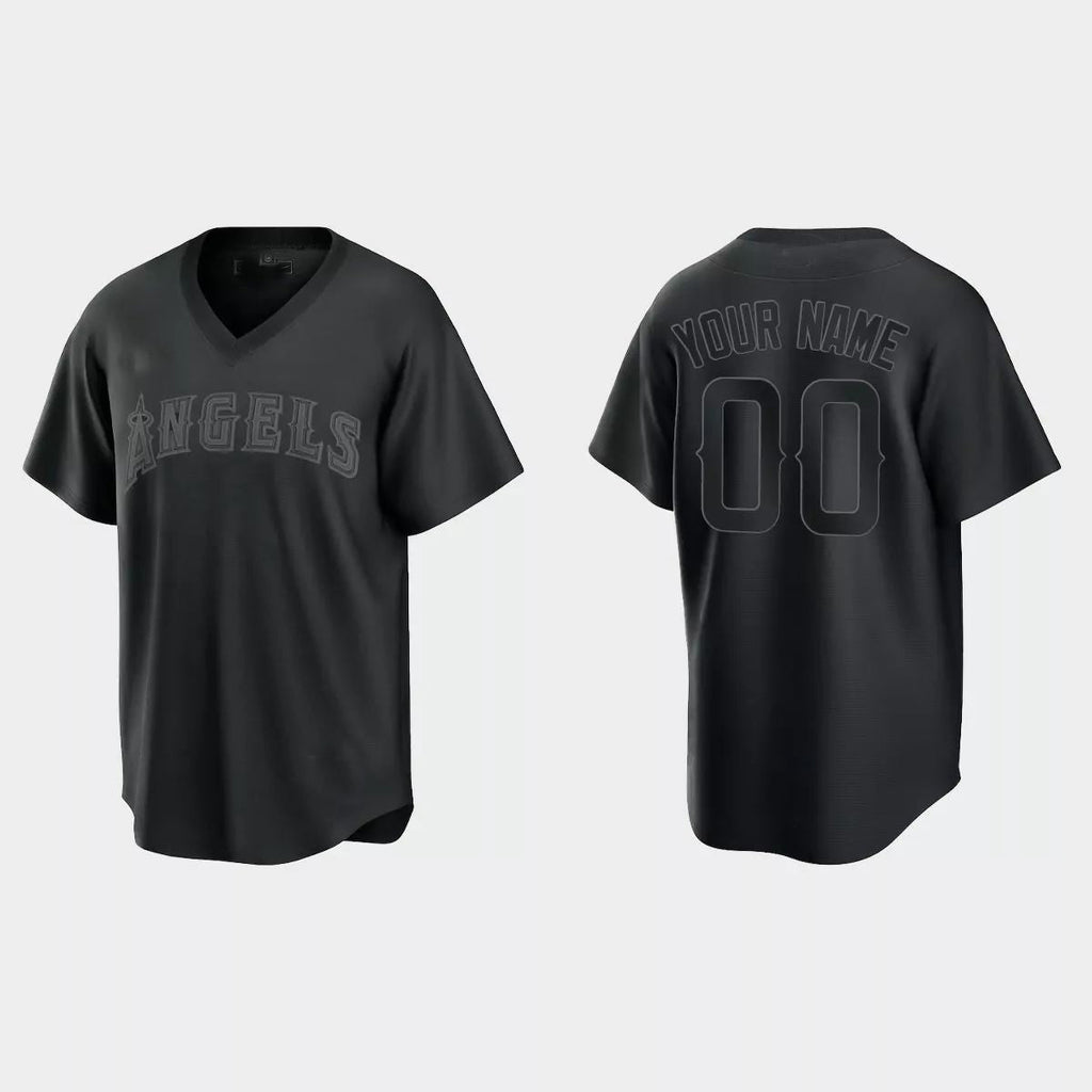 Custom Black LAA Baseball Shirt Top