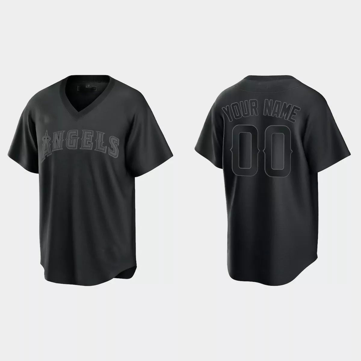 Custom Black LAA Baseball Shirt Top