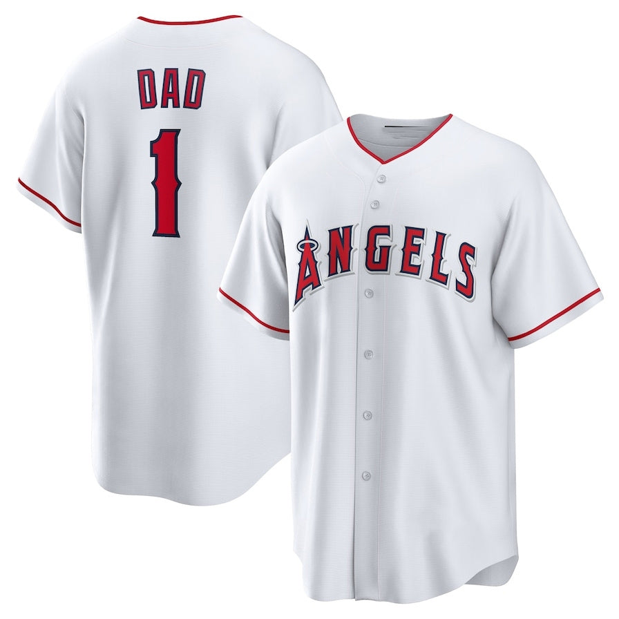 Custom #1 White LAA Baseball Shirt Top