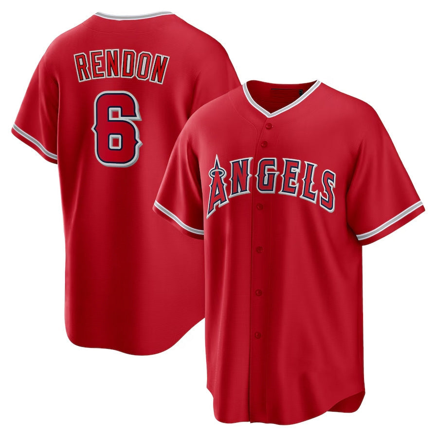 Custom #6 Red LAA Baseball Shirt Top
