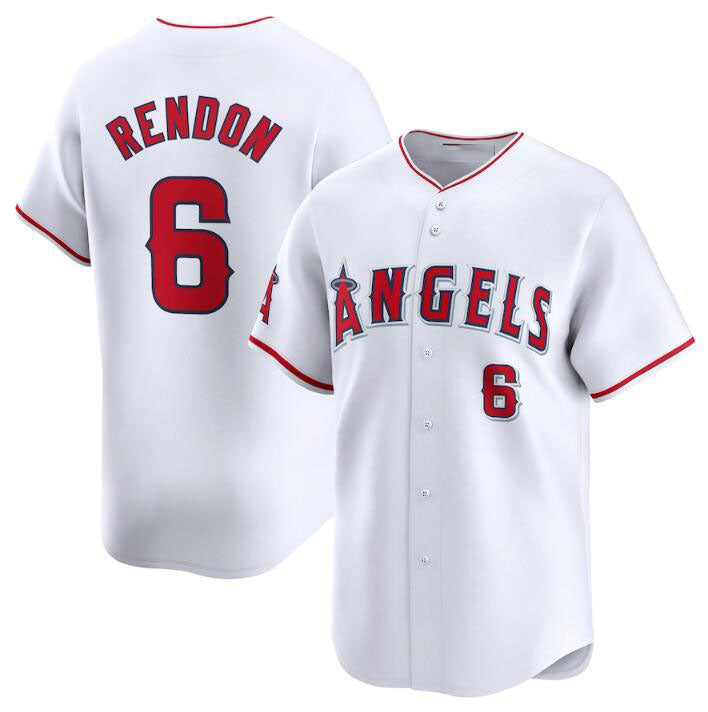 Custom #6 White LAA Baseball Shirt Top