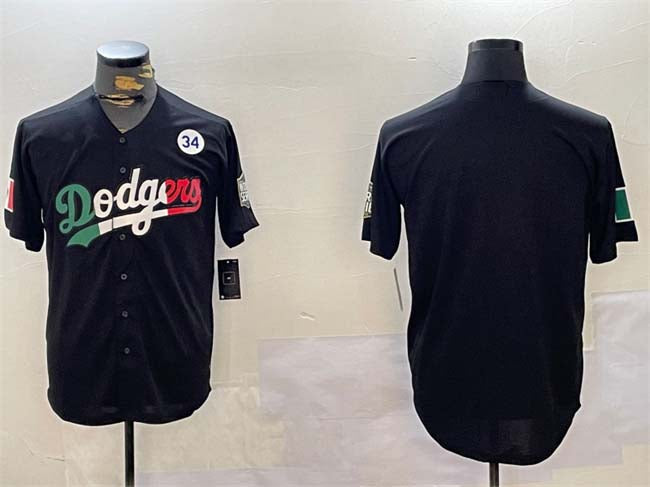 Custom #34 Black 2024 LAD Baseball Shirt Top