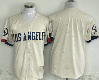 Custom Cream 2024 City Connect LAD Baseball Shirt Top