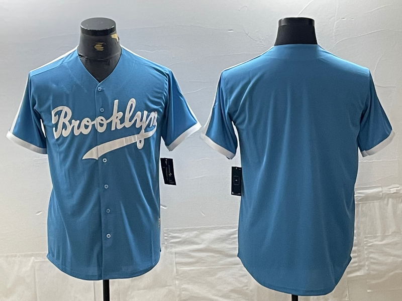 Custom Light Blue Throwback LAD Baseball Shirt Top