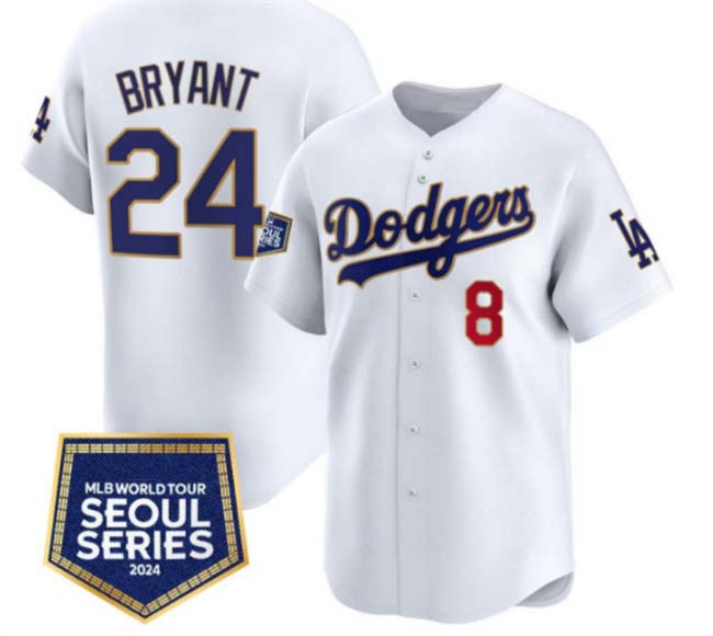 Custom #8 White 2024 LAD Baseball Shirt Top