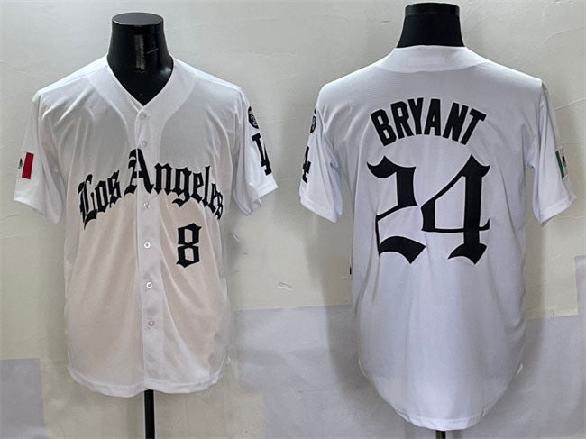 Custom #8 White 2025 LAD Baseball Shirt Top