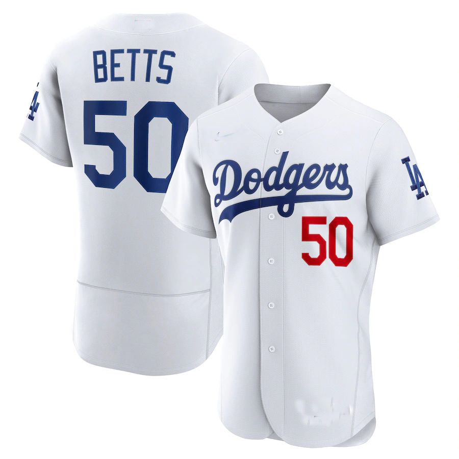 Custom #50 White LAD Baseball Shirt Top
