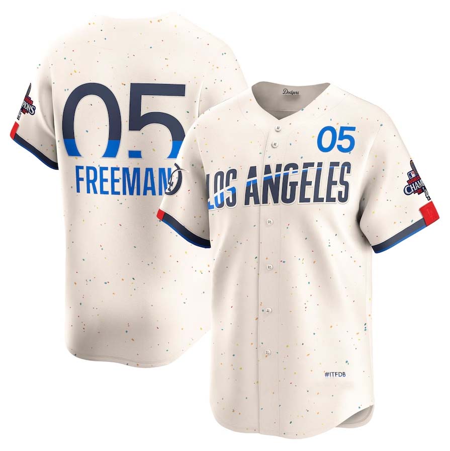 Custom #05 Cream 2024 City Connect World Series Champions LAD Baseball Shirt Top
