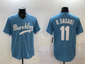 Custom #11 Blue Throwback LAD Baseball Shirt Top