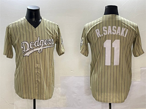 Custom #11 Cream LAD Baseball Shirt Top