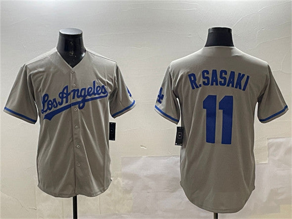 Custom #11 Gray LAD Baseball Shirt Top