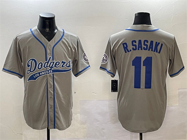 Custom #11 Gray LAD Baseball Shirt Top