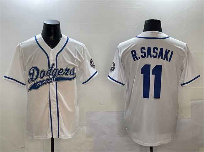 Custom #11 White LAD Baseball Shirt Top