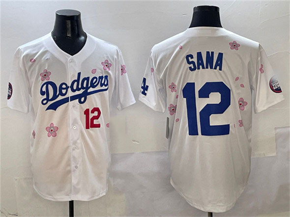 Custom #12 White 2025 LAD Baseball Shirt Top