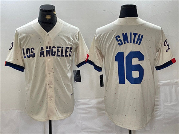 Custom #16 Cream LAD Baseball Shirt Top