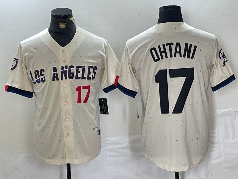 Custom #17 Cream 2024 City Connect LAD Baseball Shirt Top