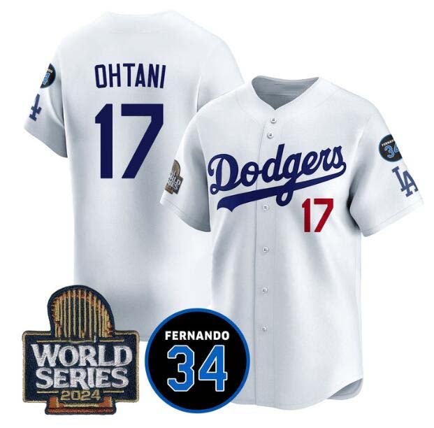 Custom #17 White 2024 LAD Baseball Shirt Top