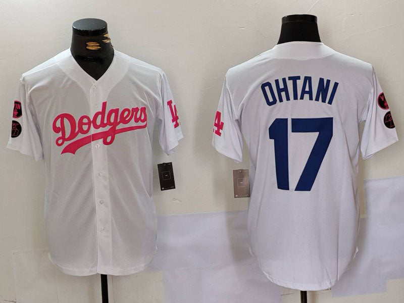 Custom #17 White LAD Baseball Shirt Top