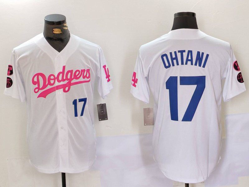 Custom #17 White LAD Baseball Shirt Top