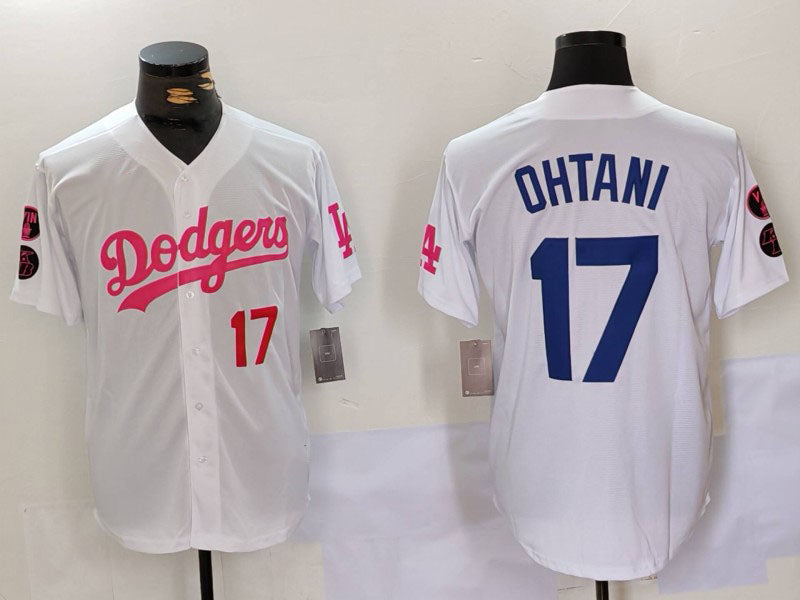 Custom #17 White LAD Baseball Shirt Top