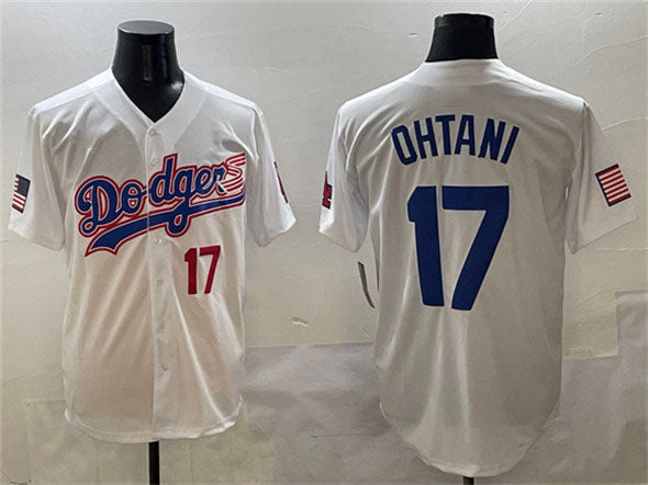 Custom #17 White LAD Baseball Shirt Top