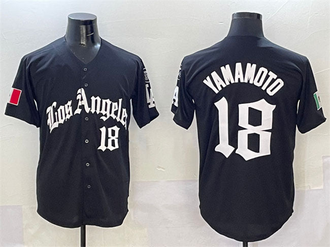 Custom #18 Black 2025 LAD Baseball Shirt Top