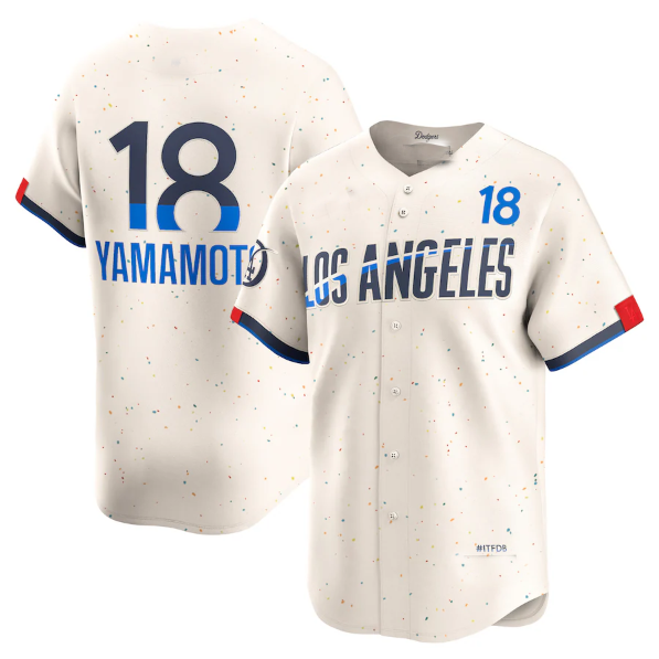 Custom #18 Cream 2024 City Connect LAD Baseball Shirt Top