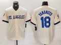 Custom #18 Cream 2024 City Connect LAD Baseball Shirt Top