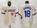Custom #18 Cream 2024 City Connect LAD Baseball Shirt Top