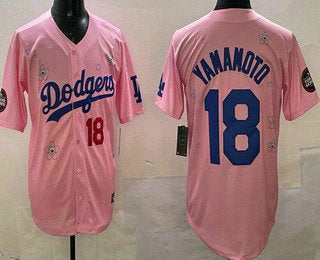 Custom #18 Pink 2025 LAD Baseball Shirt Top