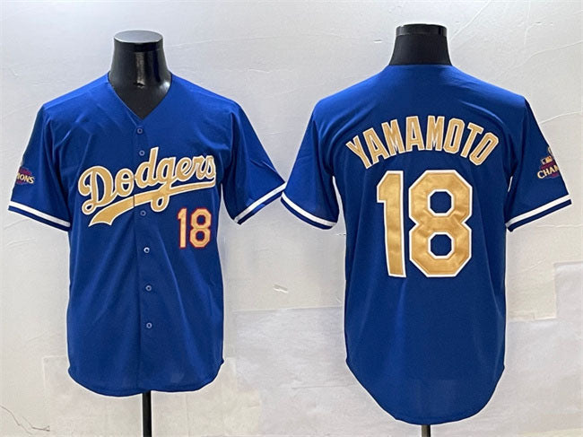Custom #18 Gold 2025 LAD Baseball Shirt Top