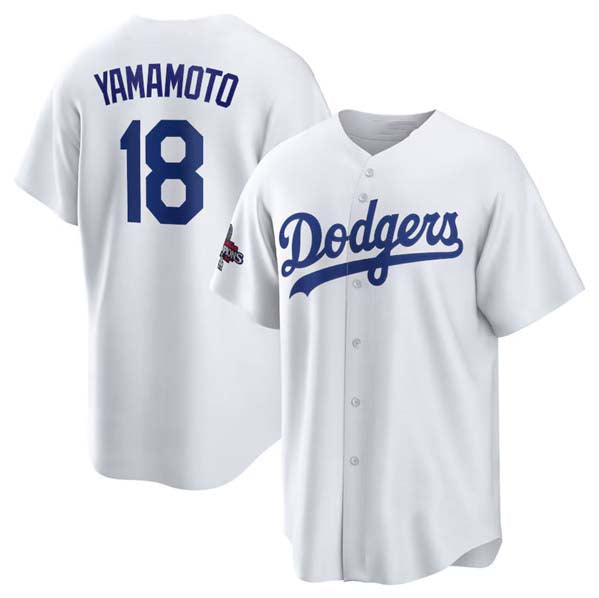 Custom #18 White 2024 World Series Champions LAD Baseball Shirt Top