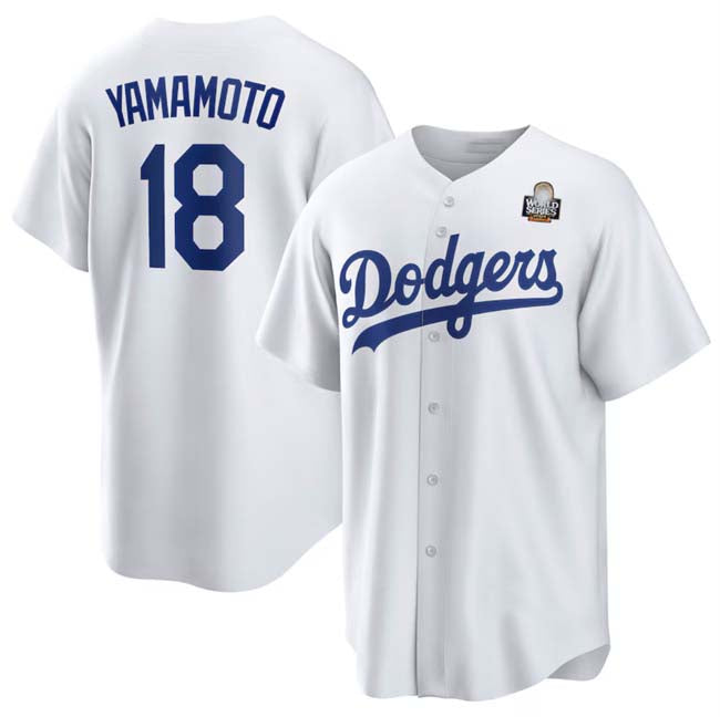 Custom #18 White 2024 LAD Baseball Shirt Top