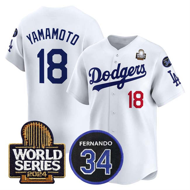 Custom #18 White 2024 LAD Baseball Shirt Top