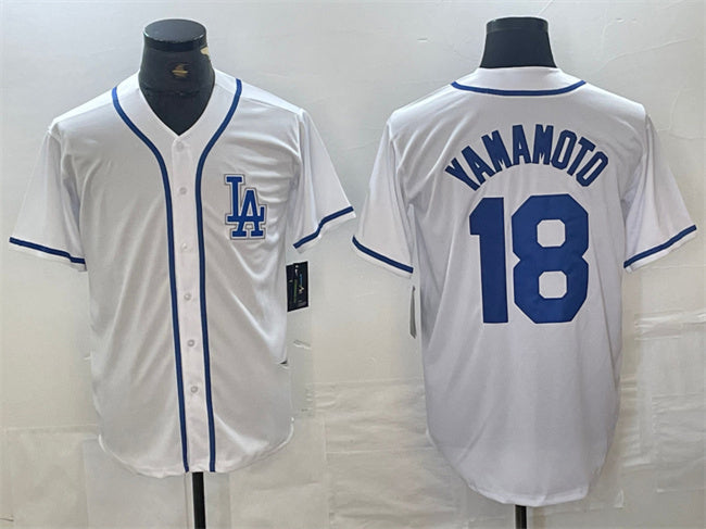 Custom #18 White LAD Baseball Shirt Top