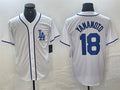 Custom #18 White LAD Baseball Shirt Top