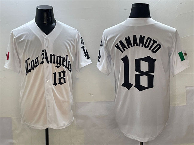Custom #18 White 2025 LAD Baseball Shirt Top