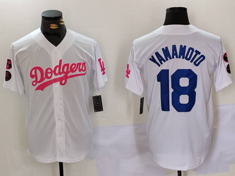 Custom #18 White LAD Baseball Shirt Top