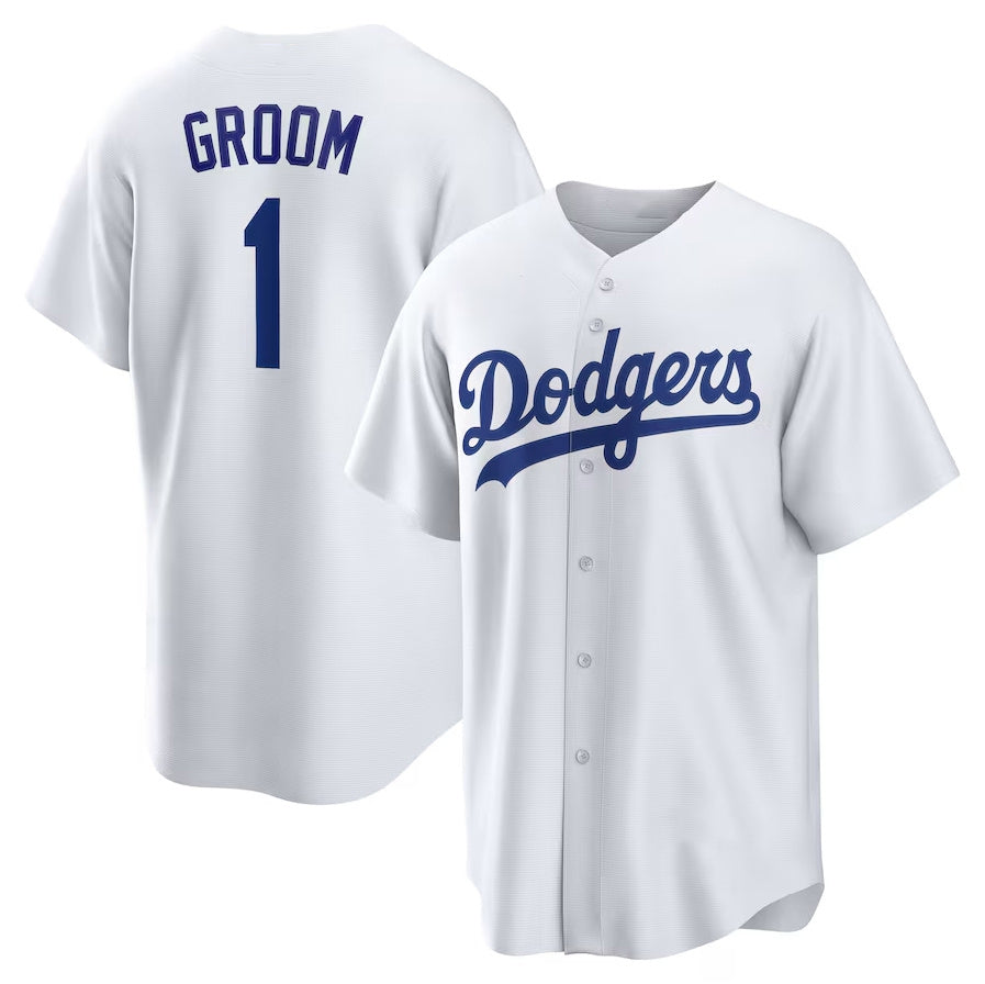 Custom #1 White LAD Baseball Shirt Top